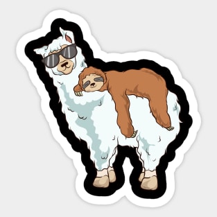 Cute & Funny Sloth Riding Llama Sticker